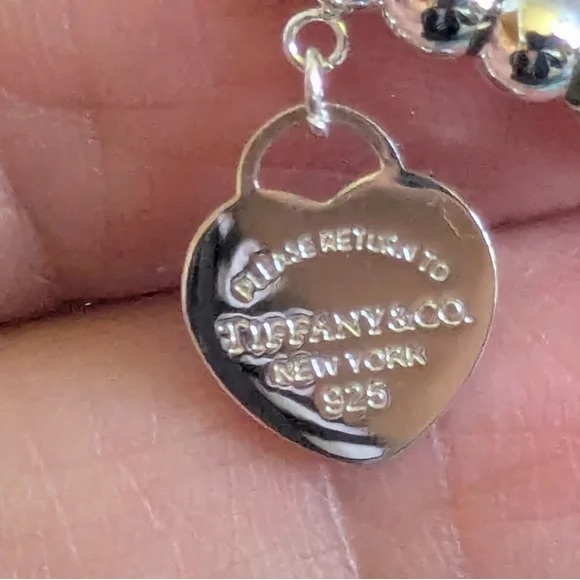 Tiffany & Co. Silver Bead Bracelet with Red Heart Charm - Picture 8 of 8